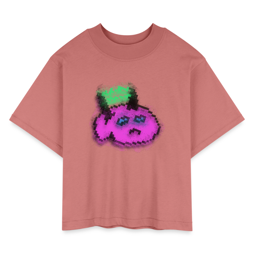 Women's Boxy Tee - Blurry Sketch - mauve